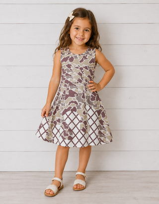 Girls Athletic Camo Ice Cream Drip Dress