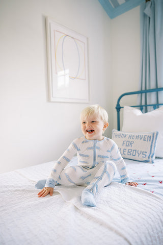 Uptown Baby Boy Train Sleep Romper