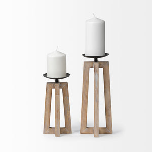 Mercana Astra Wood Pedestal Candle Holder