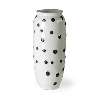 Mercana Polka Dot White Ceramic Vase