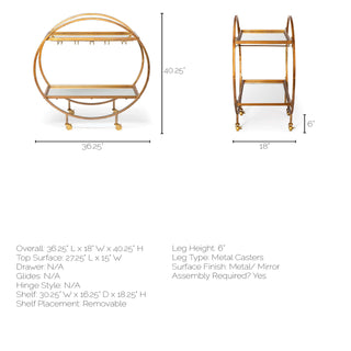 Mercana Carola Bar Cart two tier Stemware holder