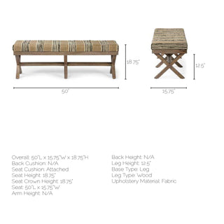 Mercana Solis Upholstered Striped Accent Bench