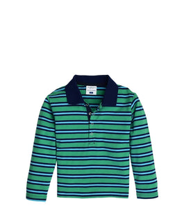 Toobydoo Long Sleeve Blue/Green Stripped Polo