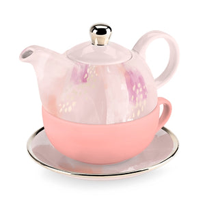 Pinky Up Addison Pink Abstract Tea for One Set