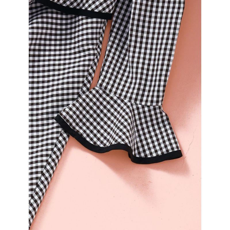 Black & White Plaid Layered Flared Dress