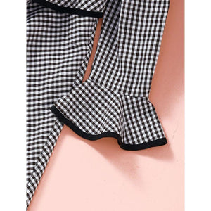Black & White Plaid Layered Flared Dress