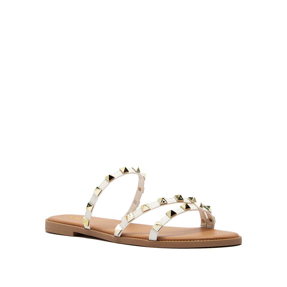 Qupid Spike Studded Flat Beach Sandals