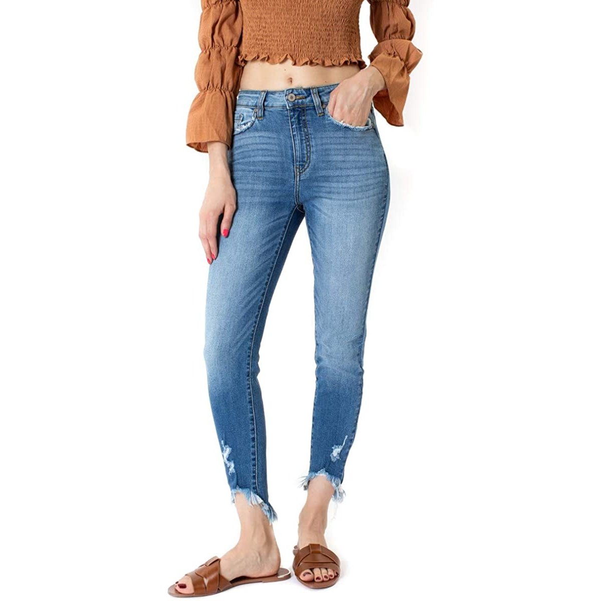 KanCan Medium Wash Shark Bite Skinny Jeans