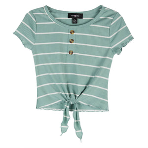 Commons Girls Short Sleeve Stripped Top & Gaucho Pant Set