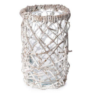 Commons Round Rattan & Glass Vase
