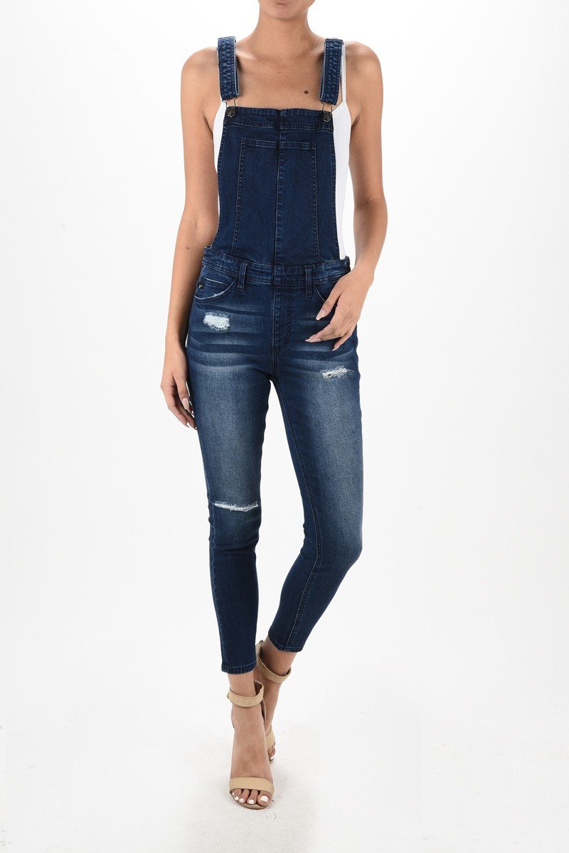 KanCan Oakland High Rise Ankle Skinny Overalls