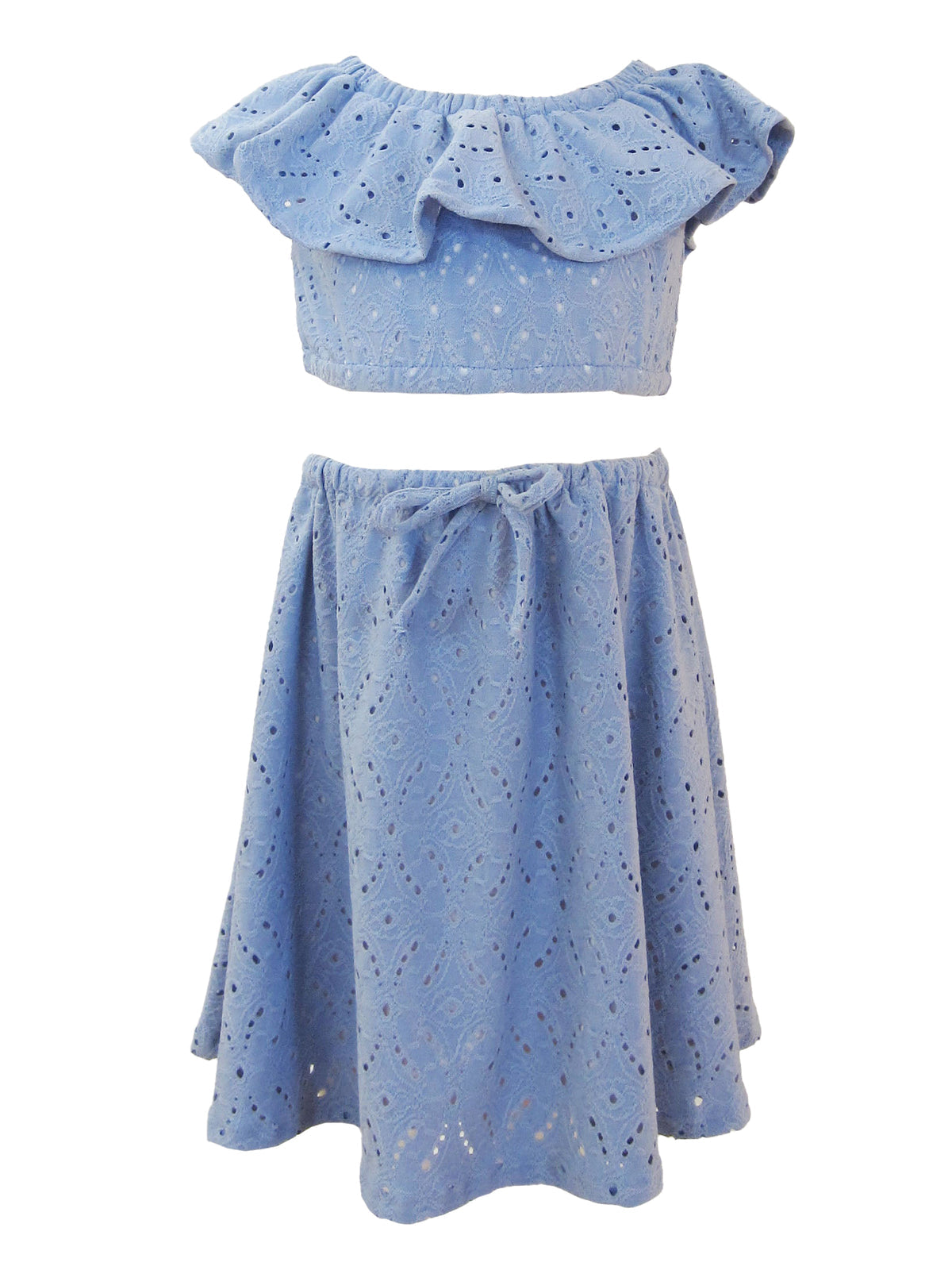 Little Mass Girls French Terry Azure Top & Skirt Set