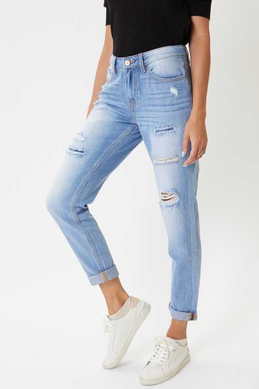 KanCan Taylor High Rise Mended Boyfriend Jeans