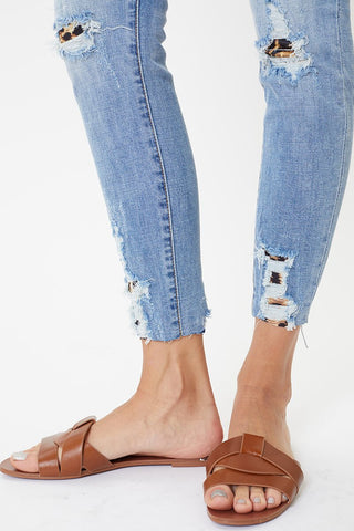 KanCan Leopard Patch High Rise Ankle Skinny - Plus