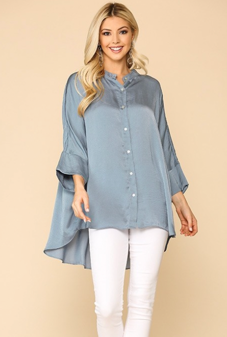 Jill Satin Button Down Loose Fit