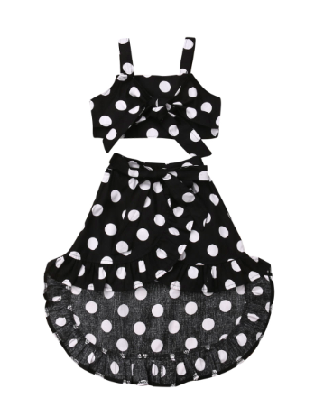 Polka Dot Crop Top & High Low Skirt Set