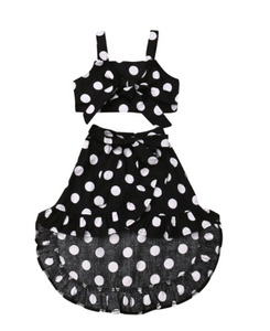 Polka Dot Crop Top & High Low Skirt Set