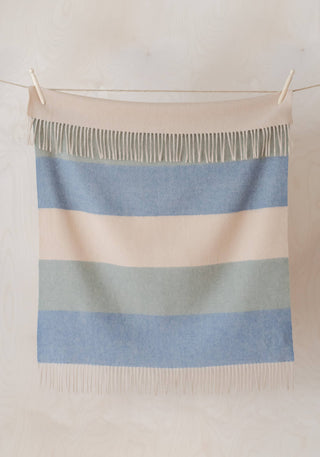 Tartan Lambswool Baby Blanket in Blue Candy Stripe