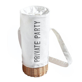 Canvas & Wicker Wine Bag