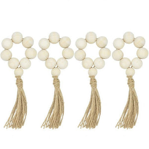 Wooden Bead Napkin Ring Set