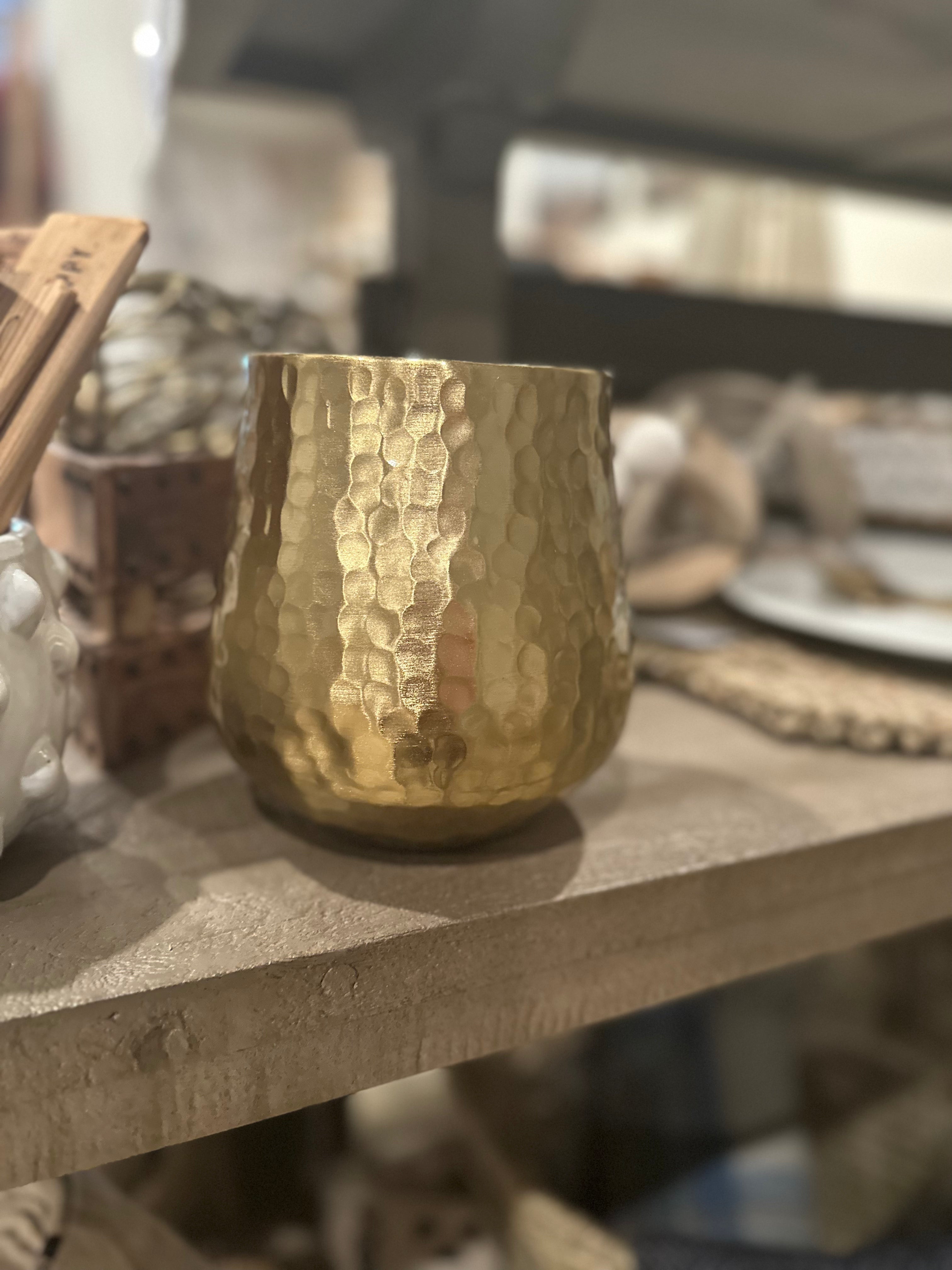 Crave Candles Hammered Gold Pot