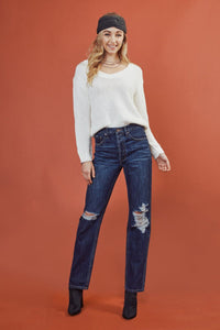 KanCan Jess Ultra High Rise Dark Wash 90's Boyfriend