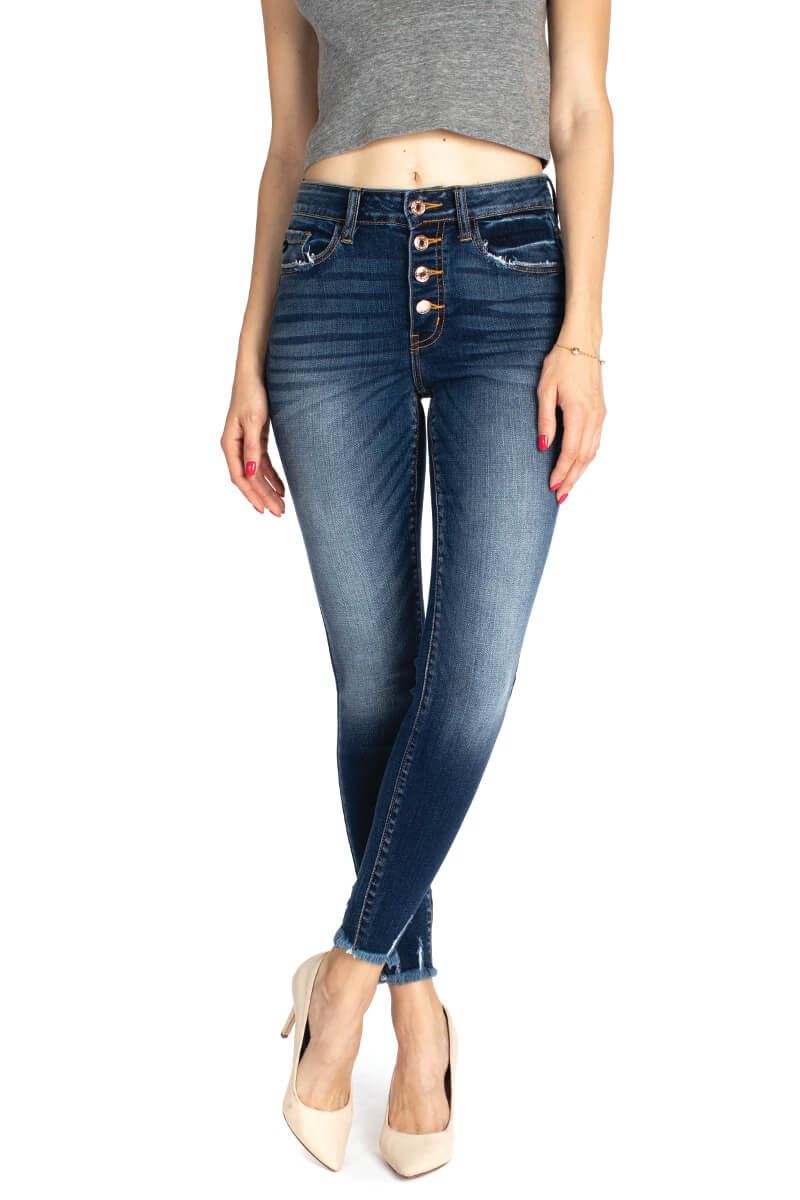 KanCan Gemma High Rise R&B Ankle Skinny Dark